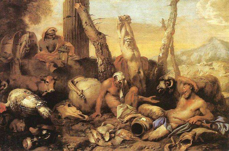 CASTIGLIONE, Giovanni Benedetto Fable of Diogenes Norge oil painting art